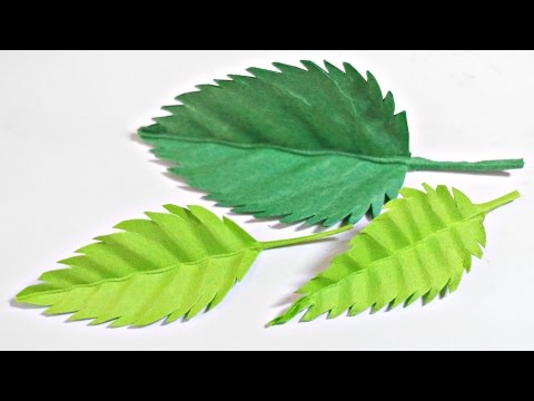 Paper leaf (Rose leaves) diy design craft making tutorial easy cutting from paper step by step