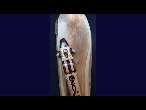 Native American Style Collector's Edition Drone Flute in the Key of E with Wall Mounted Base