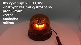 LED maják, 12-24V, 10x1,8W, oranžový, magnet, ECE R65 R10