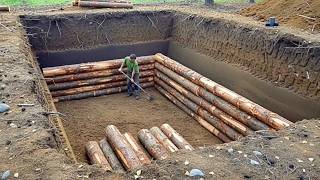 Man Building a Log Cabin in the Wilderness — Full Process @Life in the Siberian forest