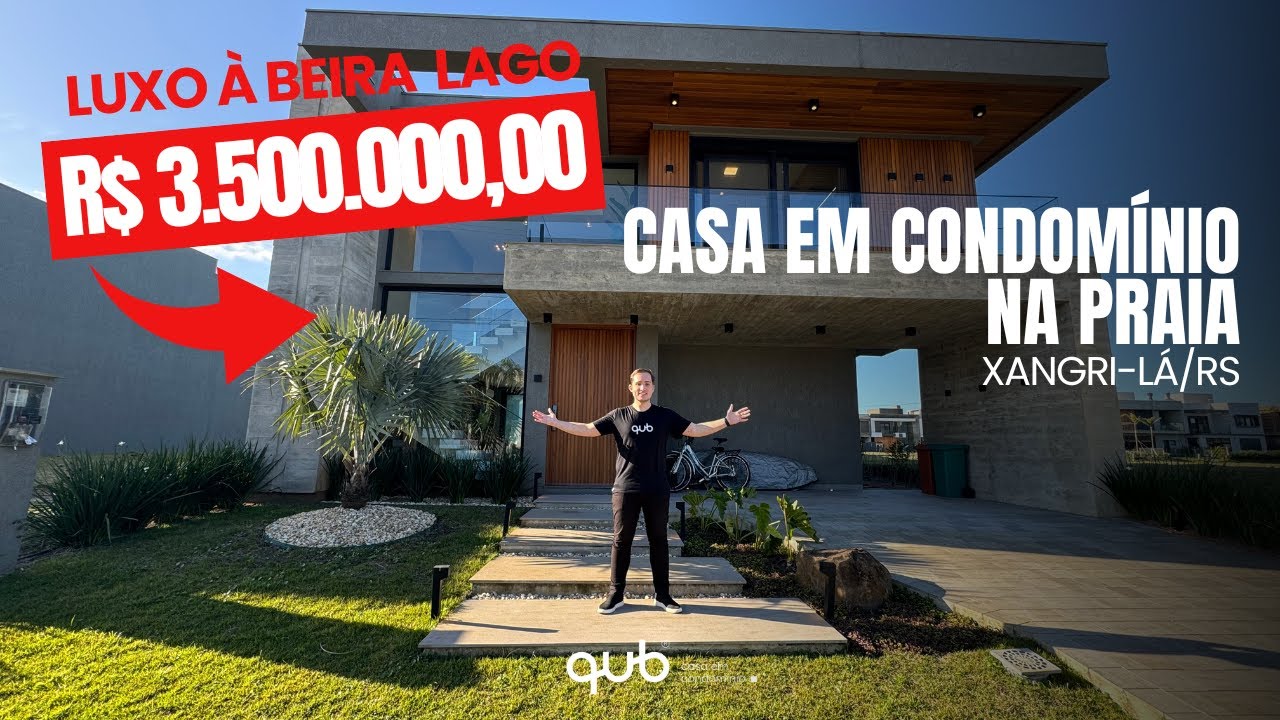 CASA em CONDOMÍNIO na praia. Luxo e conforto, 4 suítes, beira lago e piscina. Xangri-Lá.