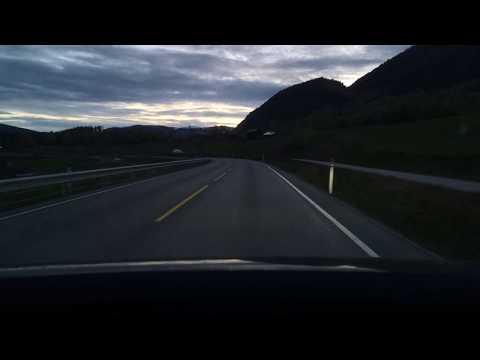 Driving the old E6 from Hundorp to Otta Railroad crossing in Norway