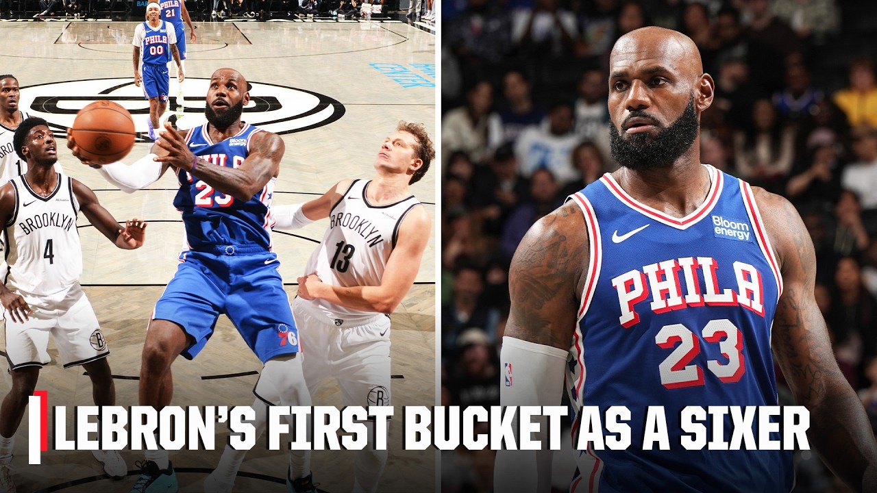 LeBron James scores his first bucket with the Philadelphia 76ers 🔥 | NBA on ESPN