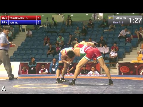 GOLD GR - 59 kg: E. TASMURADOV (UZB) df. W. YUH (PRK), 9-4