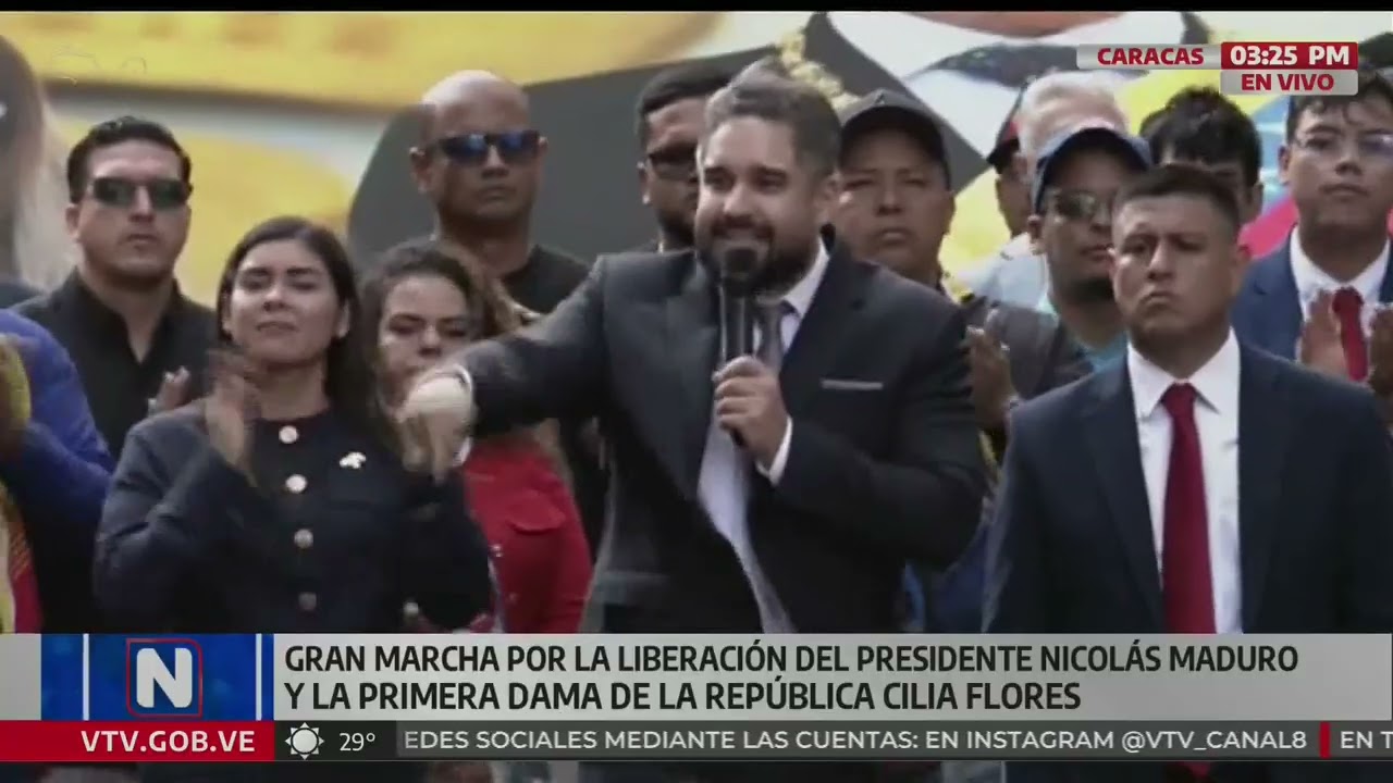 Discurso del hijo de Nicolás Maduro en marcha por la libertad de su padre este 5 de enero de 2026