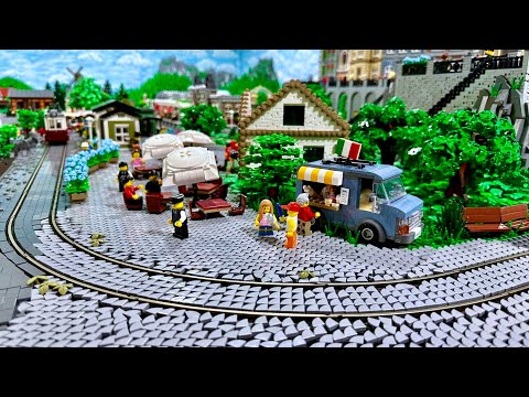 Absoluter Krampf: Straßenbahn-Kurve in Pflasterung einbauen... Bau einer Lego Stadt Teil 291.