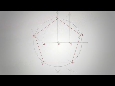Draw pentagon with compass, inscribe a given circle.(Step-by-Step)