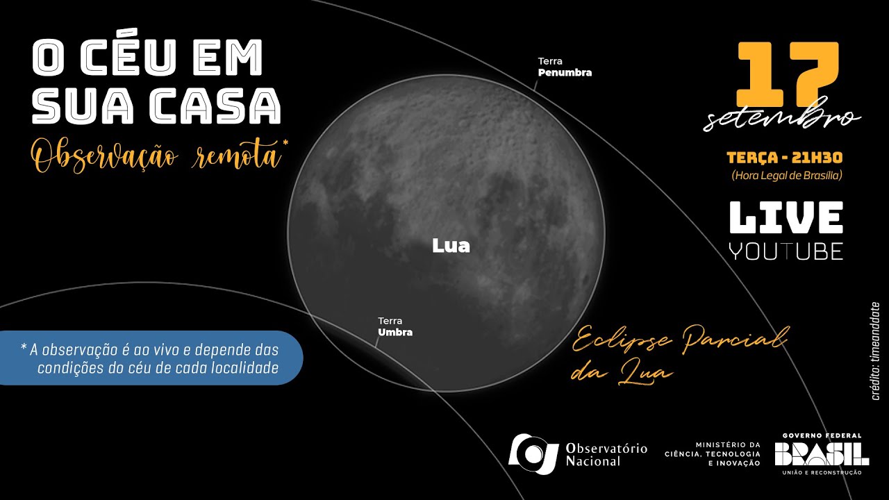 “O céu em sua casa: observação remota” - Eclipse Parcial da Lua