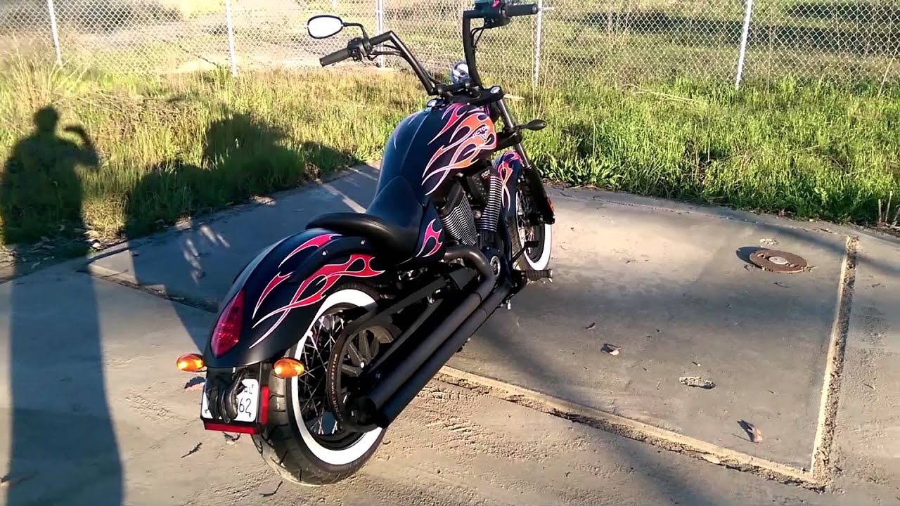2014 Victory Highball Exhaust before and after