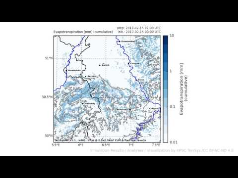 TerrSysMP monitoring run 2017-02-15 - terrestrial evapotranspiration - NRW (24h)