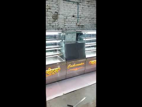A.r.kitchen equipments squer flat glass sweet display counte...