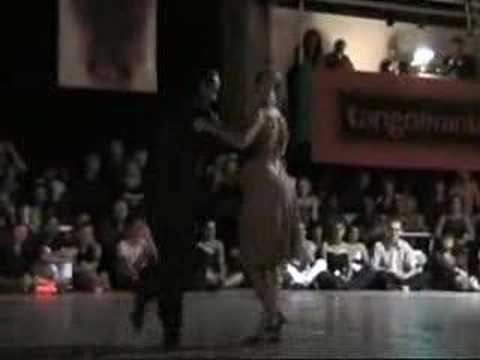  Andrea Misse  and  Javier Rodriguez  are  dancing  to  the  milonga  "  Milonga De Mis Tiempos  "