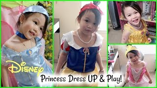 Disney Princess Costumes Dress Up and Pretend Play with Toys- Toddler Dresses and Make Up