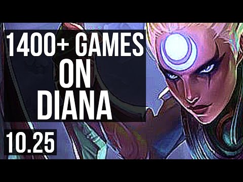 DIANA vs QIYANA (MID) | 11/1/1, 1400+ games, 6 solo kills, 800K mastery | EUW Master | v10.25
