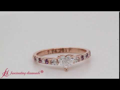 Delicate Heart Diamond Engagement Ring With Purple Topaz In 14K Rose Gold-FD1059R