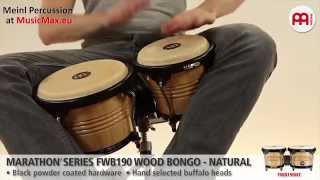 Video thumbnail for Marathon® Series FWB190 Wood Bongo | Sound demonstration | How to play bongos by MusicMaxEu