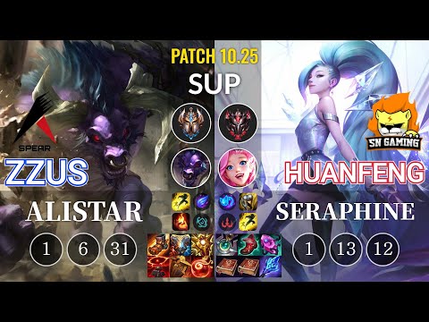 ASP Zzus Alistar vs SN huanfeng Seraphine Sup - KR Patch 10.25
