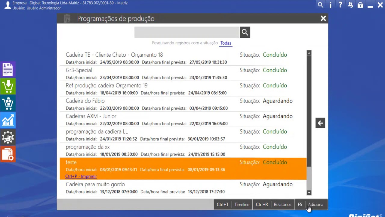 ADMI Programação de produção