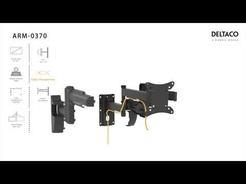 Laikiklis DELTACO OFFICE pilno pasukimo, laidų paslėpimas, 13-32" , 50x100, iki 30kg., juodas / ARM-0370 video
