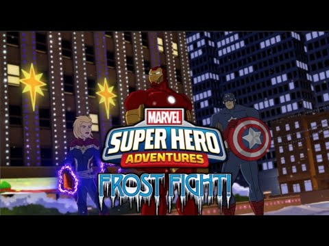 The Avengers stops the dinosaur from rampaging. | Super Hero Adventures: Frost Fight!