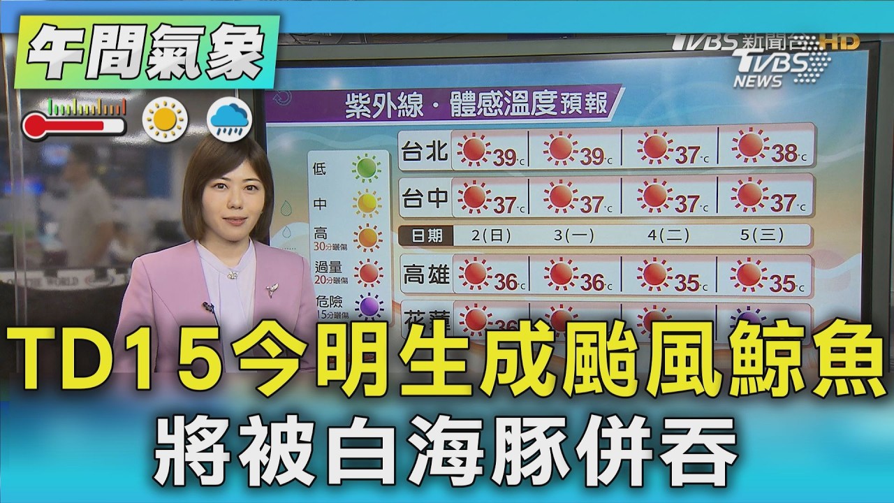 天氣/TD15今明生成颱風鯨魚 將被白海豚併吞|氣象主播 吳姝叡|午間氣象|TVBS新聞20260802 @TVBSNEWS01