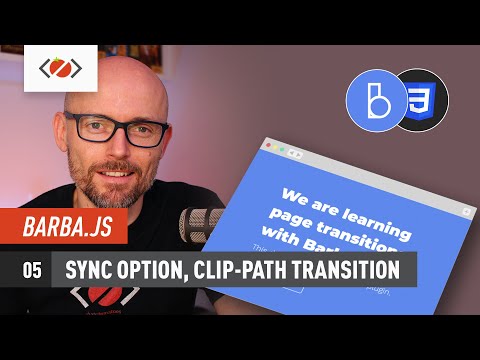 Barba js Sync Option 05 CSS clip path page transition tutorial