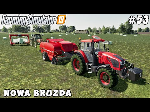 Making and stacking 200 silage bales | Nowa Bruzda | Farming simulator 19 | Timelapse #53