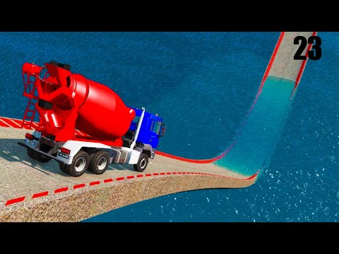 Impossible Weird Wave Bridge Crossing Cars Vs Deep Water Part 23 - BeamNG.Drive | CrashFaDrive