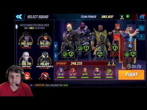 Breakdown - 382k SuperZemtual vs 348k Avengers+Thor - Marvel Strike Force