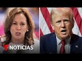 Harris y Trump aprietan a un mes de las elecciones y con las encuestas reñidas | Noticias Telemundo