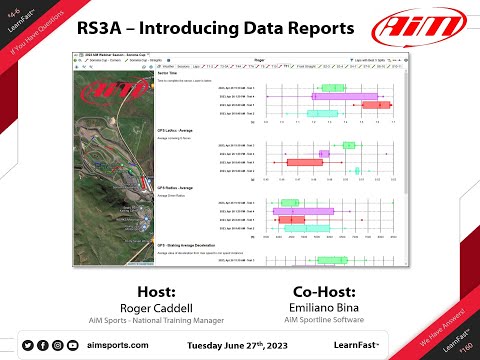 4-6 - Race Studio 3 Introducing Data Reports - Live Webinar with Emiliano Bina - 6/27/2023