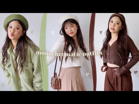CUTE MONOCHROMATIC OUTFITS 🏹  glassons haul try on haul ♡