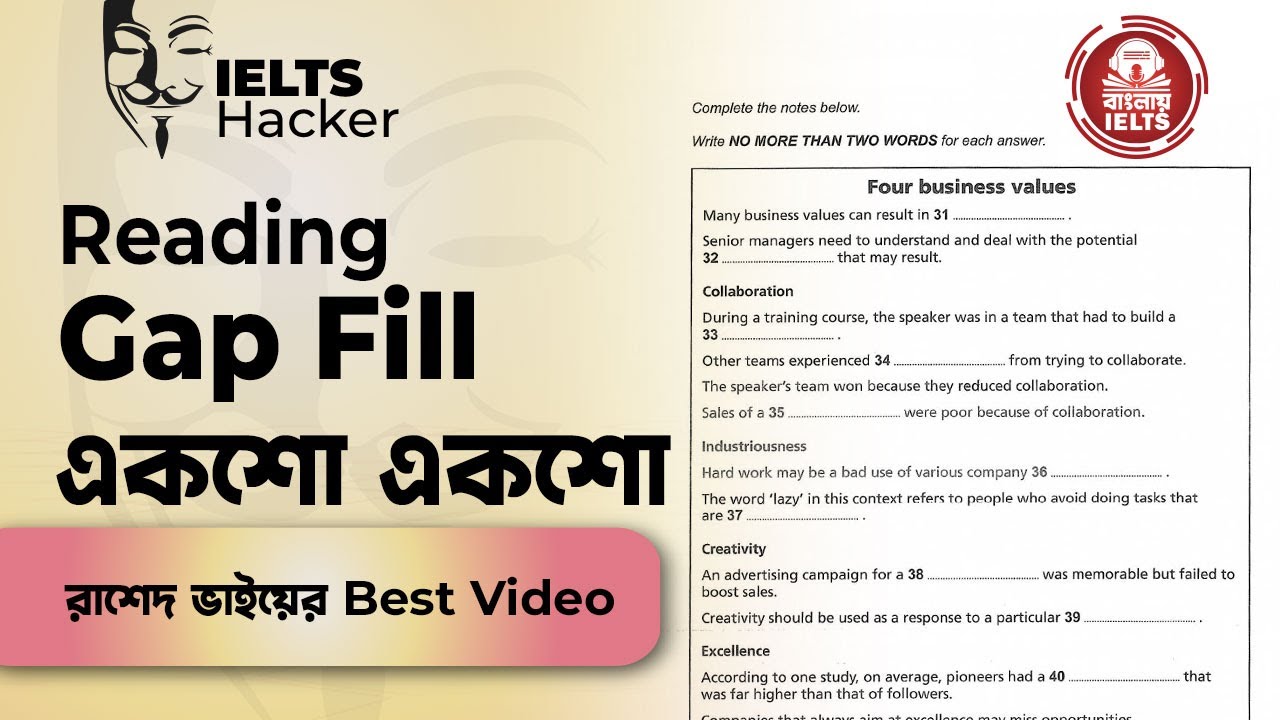 IELTS Reading : Gap Fill Tips and Tricks in Bangla || Get 100% Accuracy || Ninja Way