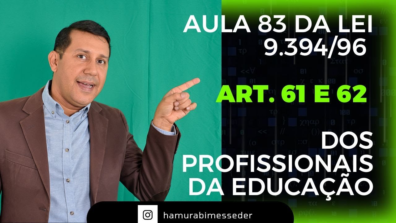 LDB – Lei 9.394/96 - Atualizada 2023 – Aula 83 -  Art.  61, 62 - Dos Profissionais da Educação.