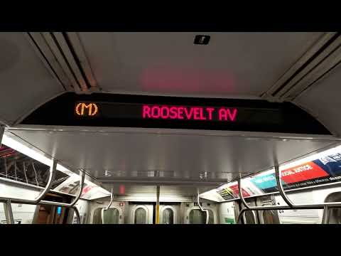 This is a Forest Hills-71st Avenue Bound Ⓜ EXP Train, The Next Stop is Jackson Heights-Roosevelt Av