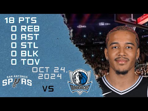 Jeremy Sochan Player Full High Lowlights vs MAVERICKS 24 10 2024