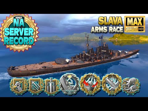 Battleship Slava: Sad Slava NA server damage record in Arms race - World of Warships