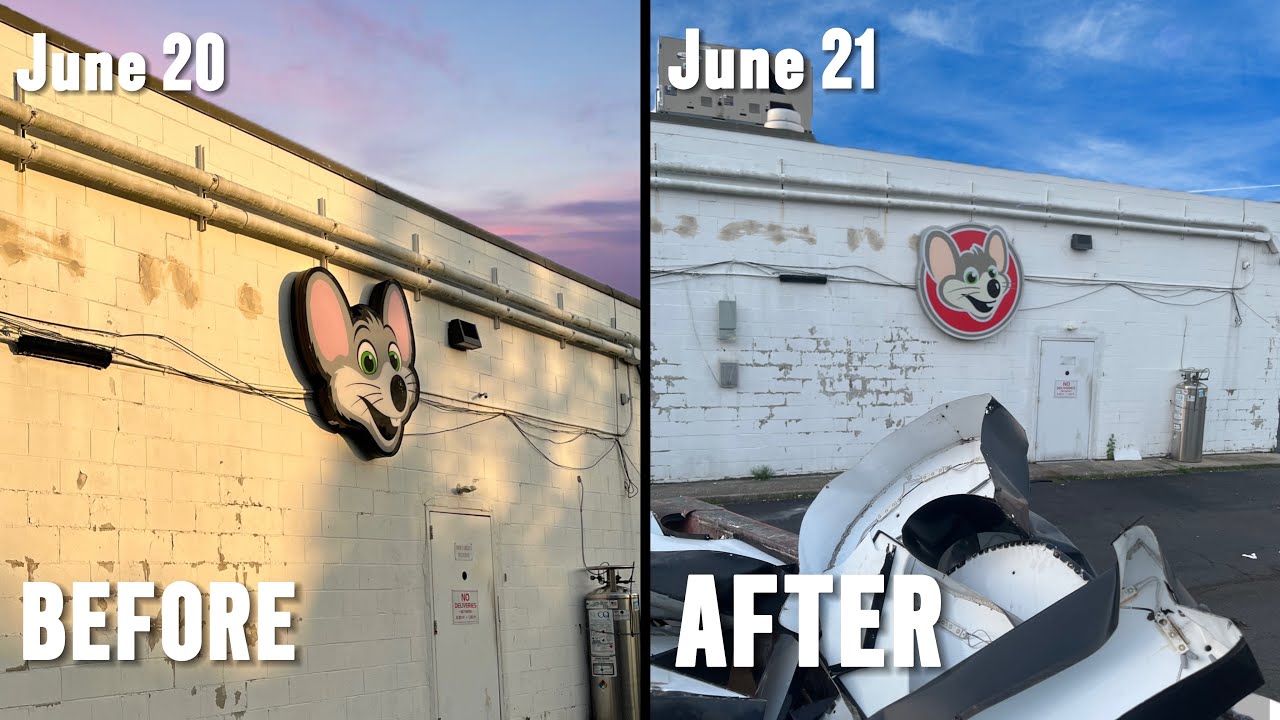 Hicksville Sign Mini-Restoration! Chuck E. Cheese Legacy Store