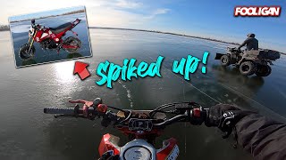 Riding a Frozen Lake with my Grom on SPIKED tires!