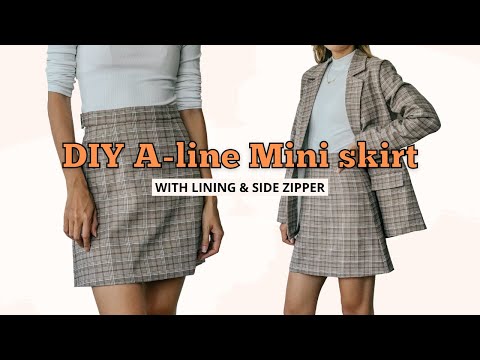 DIY A-line Mini skirt (with lining & side zipper)| I tried to make a Blazer suit - Part 2
