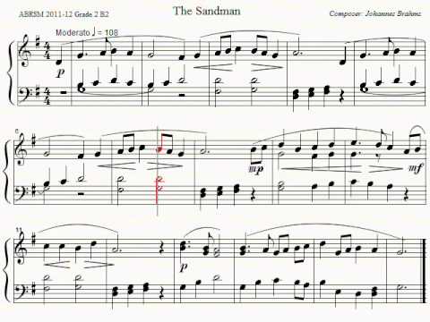 ABRSM Piano 2011-2012 Grade 2 B:2 B2 Brahms WoO 31 No.4 The Sandman Sheet Music