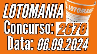 Lotomania de hoje, Lotomania 6/09, Resultado da Lotomania 2670,