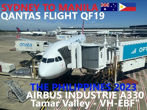 FLYING TO PHILIPPINES 2023 - QANTAS Flight QF19 | WE FLEW ABOVE THE CRATER OF AN ACTIVE VOLCANO!!