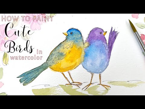 How to Paint Cute and Colorful Watercolor Birds   Quick and Simple real time Bird Tutorial