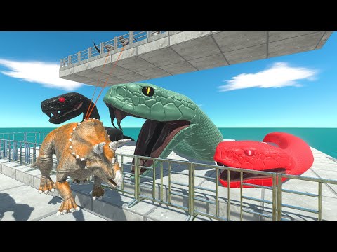 Escape Black Mamba Cages | Dinosaurs and Animals Race - Animal Revolt Battle Simulator