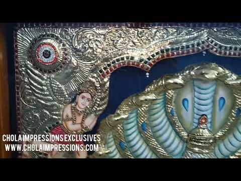 Exquisite Lakshmi Narasimha Swamy Super embossed Tanjore paintings