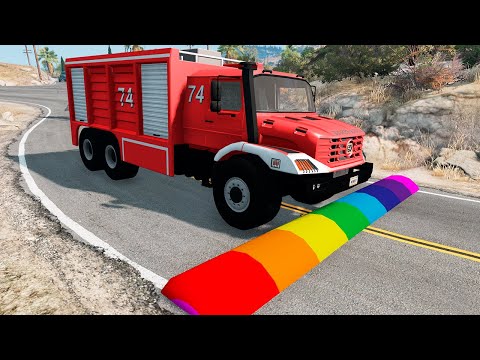 Cars vs Rainbow Speed Bump #7 BeamNG Drive