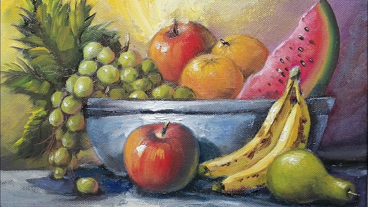 Pintando BODEGÓN con FRUTAS. Valores tonales y color de las sombras. Tutorial al óleo. /ortegart.