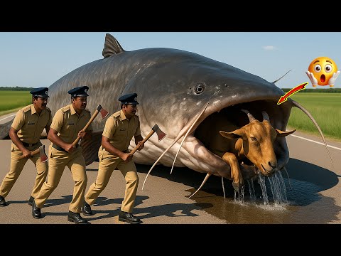 Heroic Rescue Team Saves Careless Mother Goat from Giant Catfish Attack