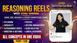 Bank Exams 2026 | Reasoning Classes #538| Reasoning Reels with Sona Sharma